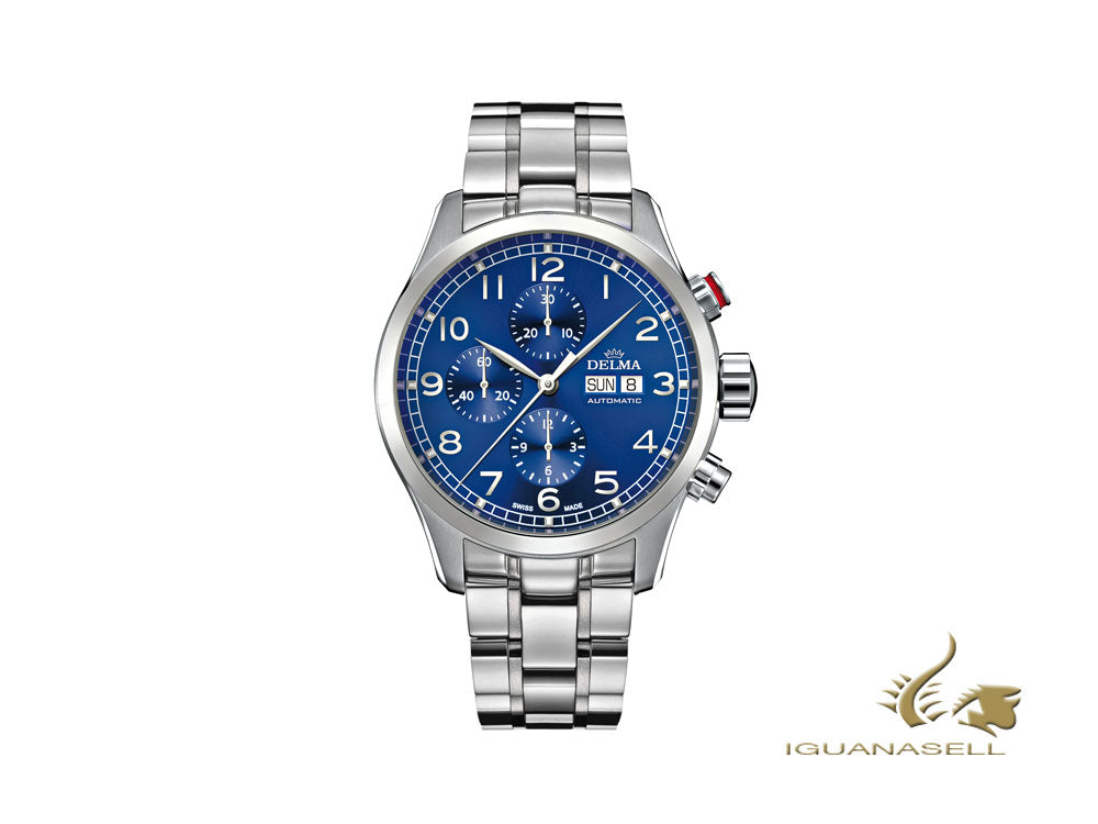 Montre automatique chronographe Delma Aero Pioneer, bleu, 45 mm, 41701.580.6.042