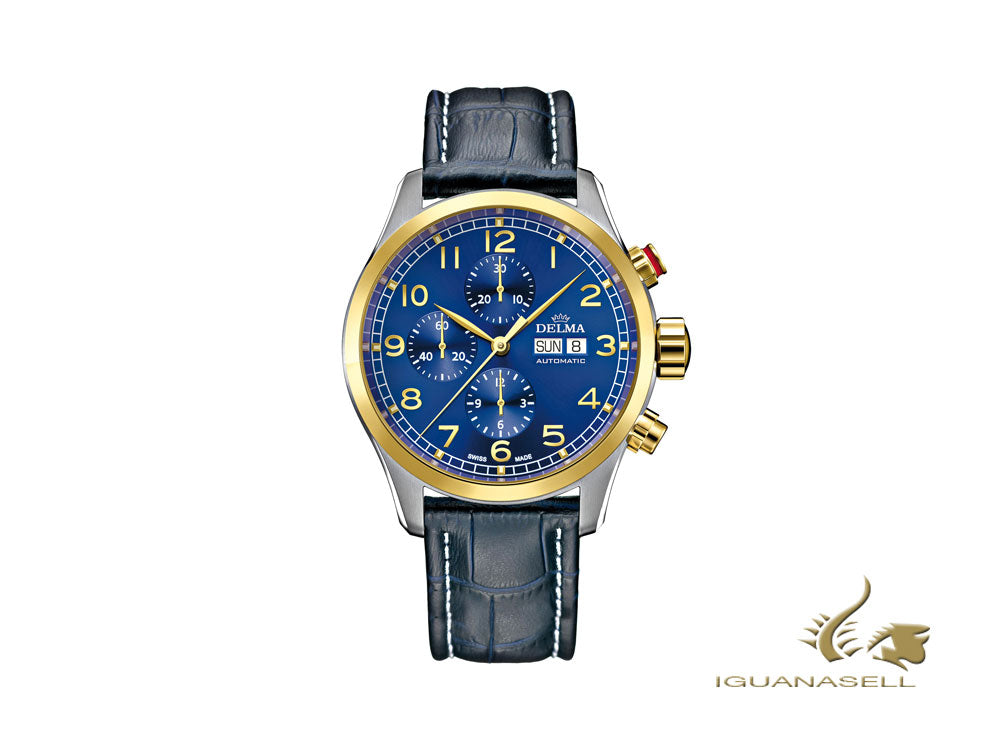 Montre automatique chronographe Delma Aero Pioneer, bleu, 45 mm, 52601.580.6.042