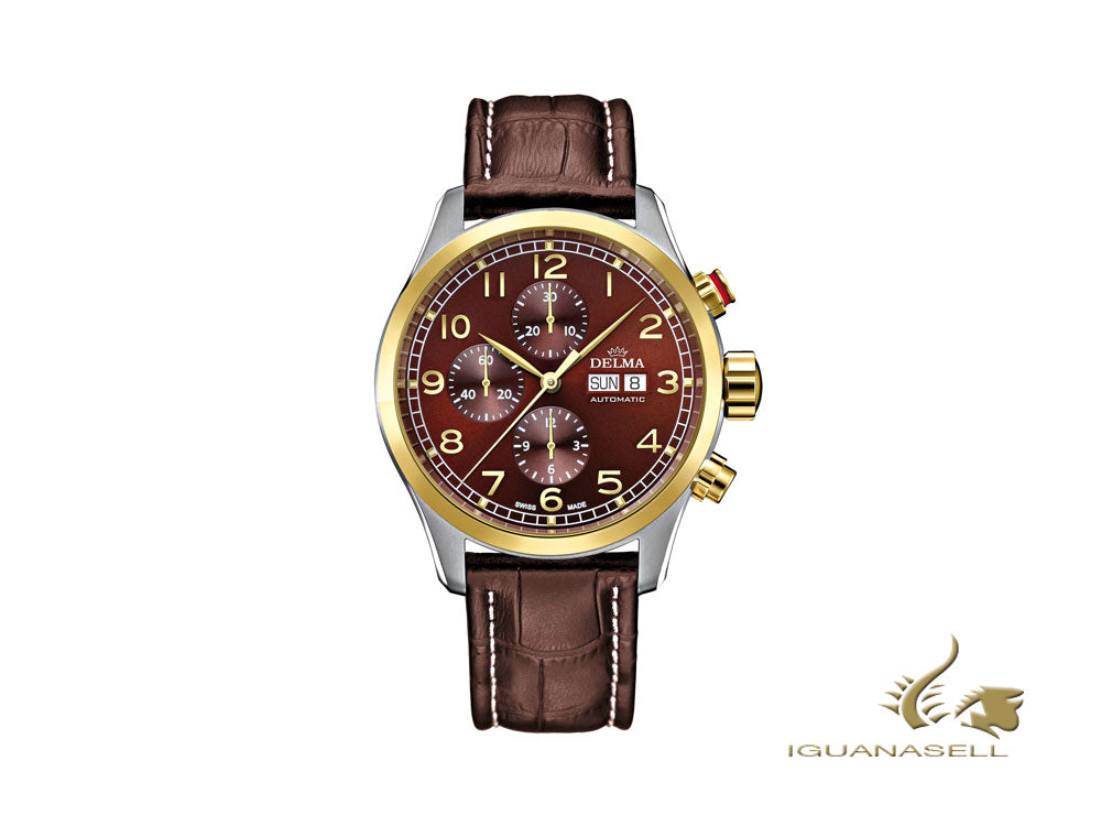 Delma Aero Pioneer Chronograph Automatic Watch, Brown, 45 mm, 52601.580.6.102