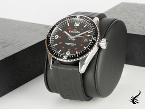 Montre à quartz Delma Diver Cayman Field, noire, 42 mm, 5 atm, 41501.708.6.034