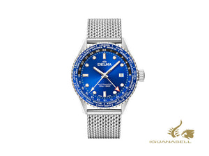 Montre automatique Delma Diver Cayman Worldtimer, bleu, 42 mm, 41801.710.6.041