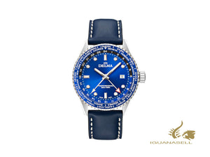 Montre à quartz Delma Diver Cayman Worldtimer, bleu, 42 mm, 20 atm, 41601.712.6.041