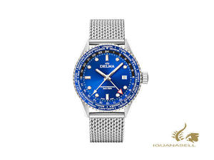 Montre à quartz Delma Diver Cayman Worldtimer, bleu, 42 mm, 20 atm, 41801.712.6.041