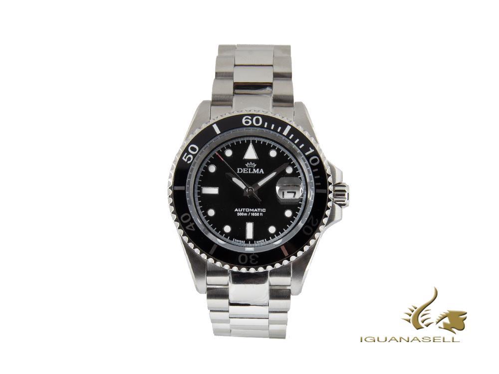 Montre automatique Delma Diver Commodore, noire, 43 mm, 41701.690.6.031