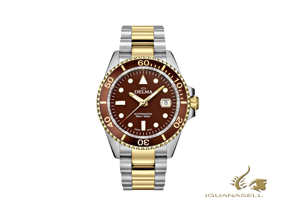 Montre automatique Delma Diver Commodore, marron, 43 mm, 52701.690.6.101