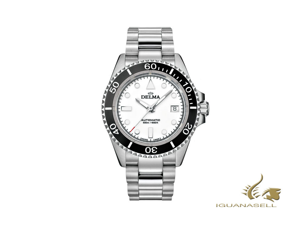 Montre automatique Delma Diver Commodore, blanche, 43 mm, 41701.690.6.011