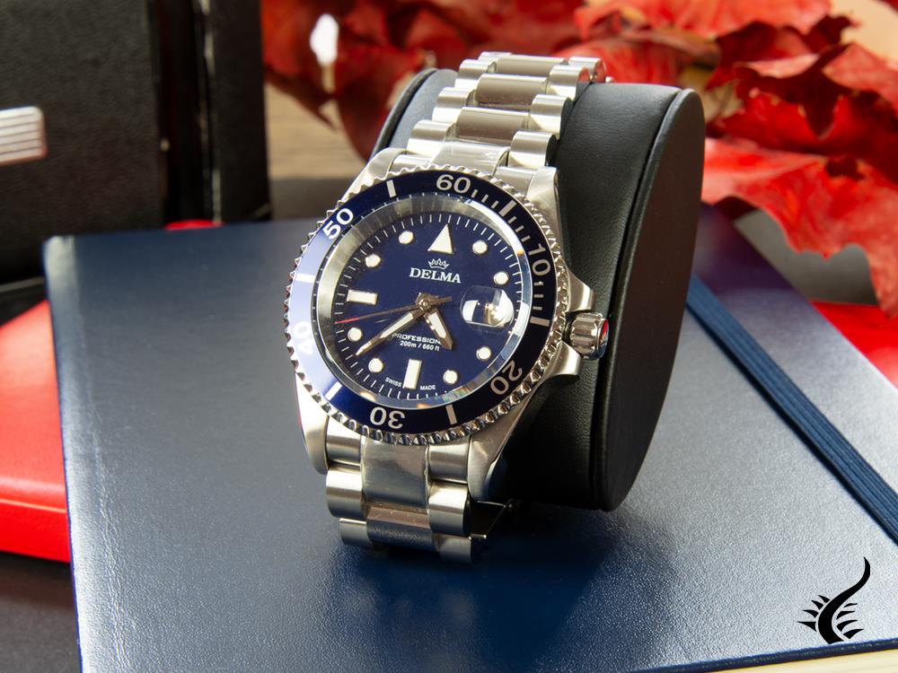 Montre à quartz Delma Diver Commodore, bleu, 43 mm, 20 atm, 41701.692.6.041