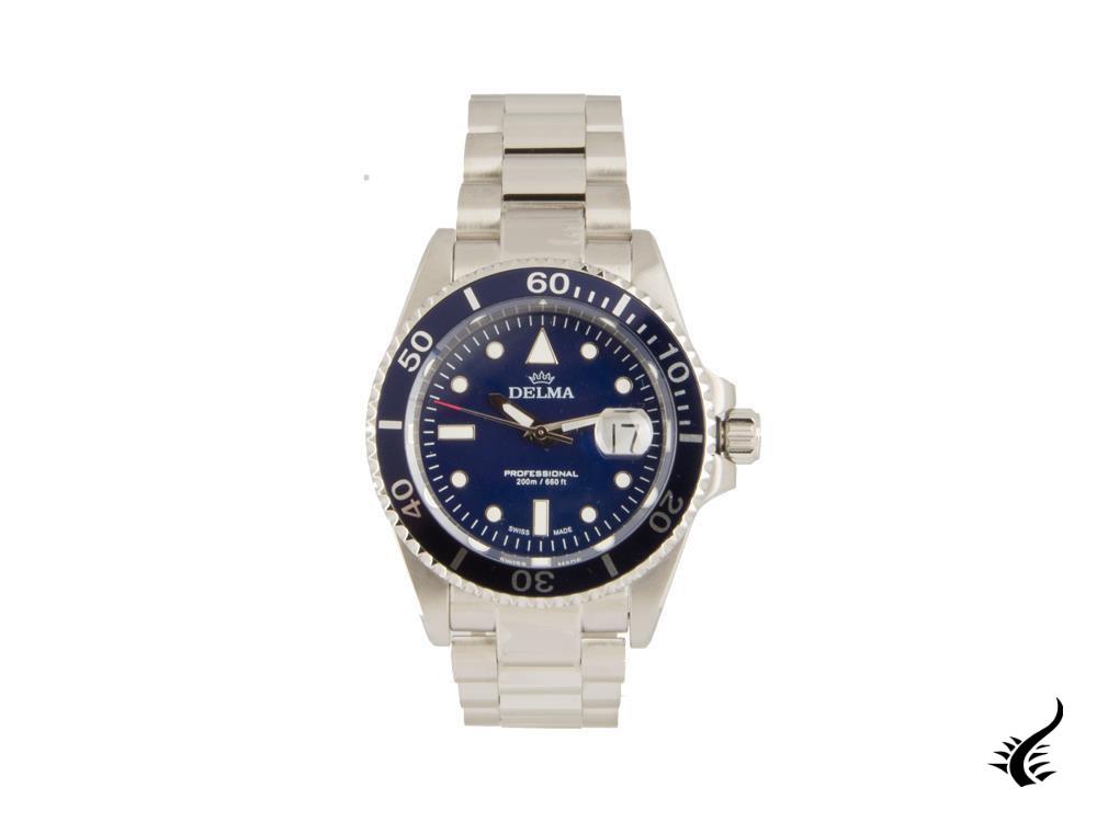 Delma Diver Commodore Quartz Watch, Blue, 43 mm, 20 atm, 41701.692.6.041