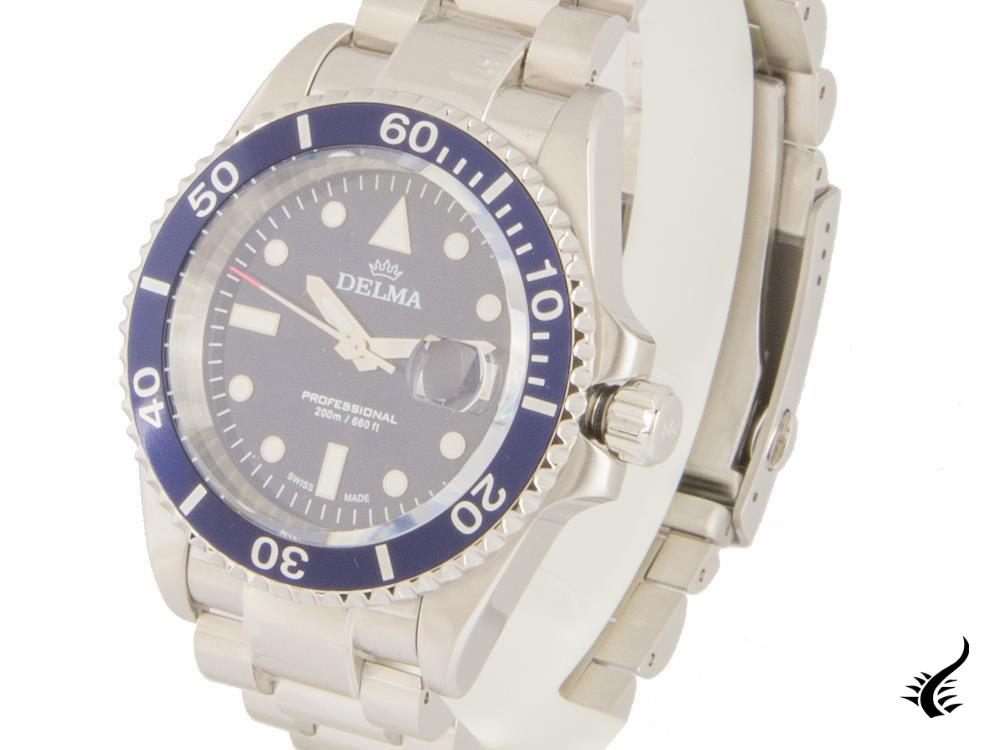 Delma Diver Commodore Quartz Watch, Blue, 43 mm, 20 atm, 41701.692.6.041