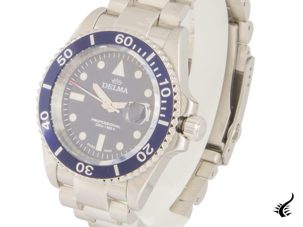 Montre à quartz Delma Diver Commodore, bleu, 43 mm, 20 atm, 41701.692.6.041