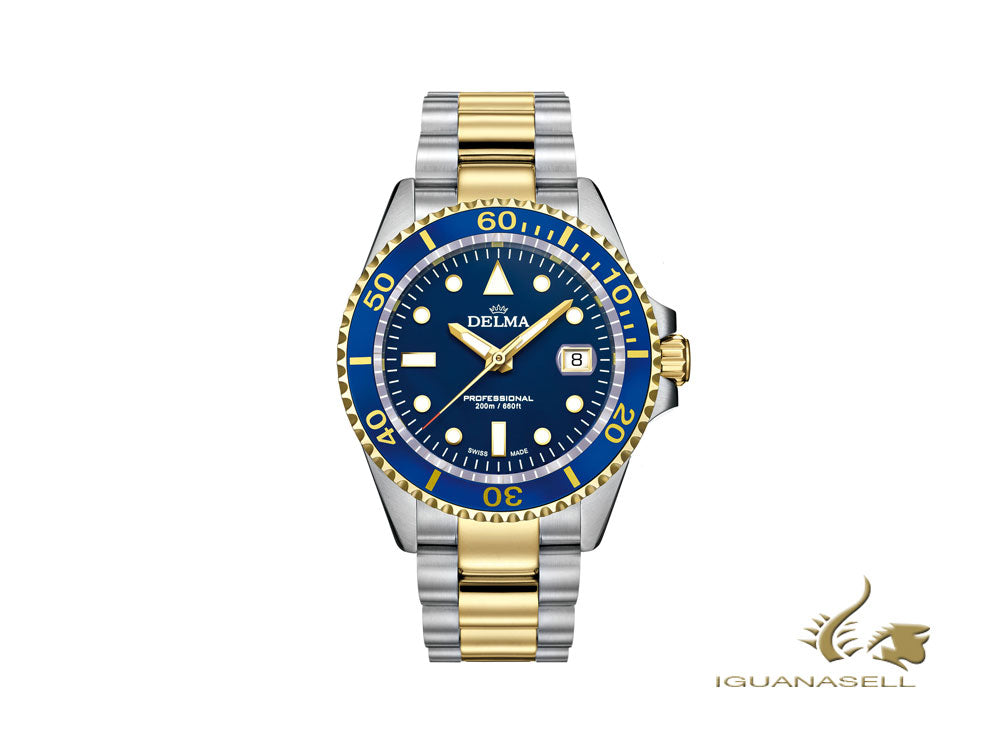 Delma Diver Commodore Quartz Watch, Blue, 43 mm, 20 atm, 52701.692.6.041