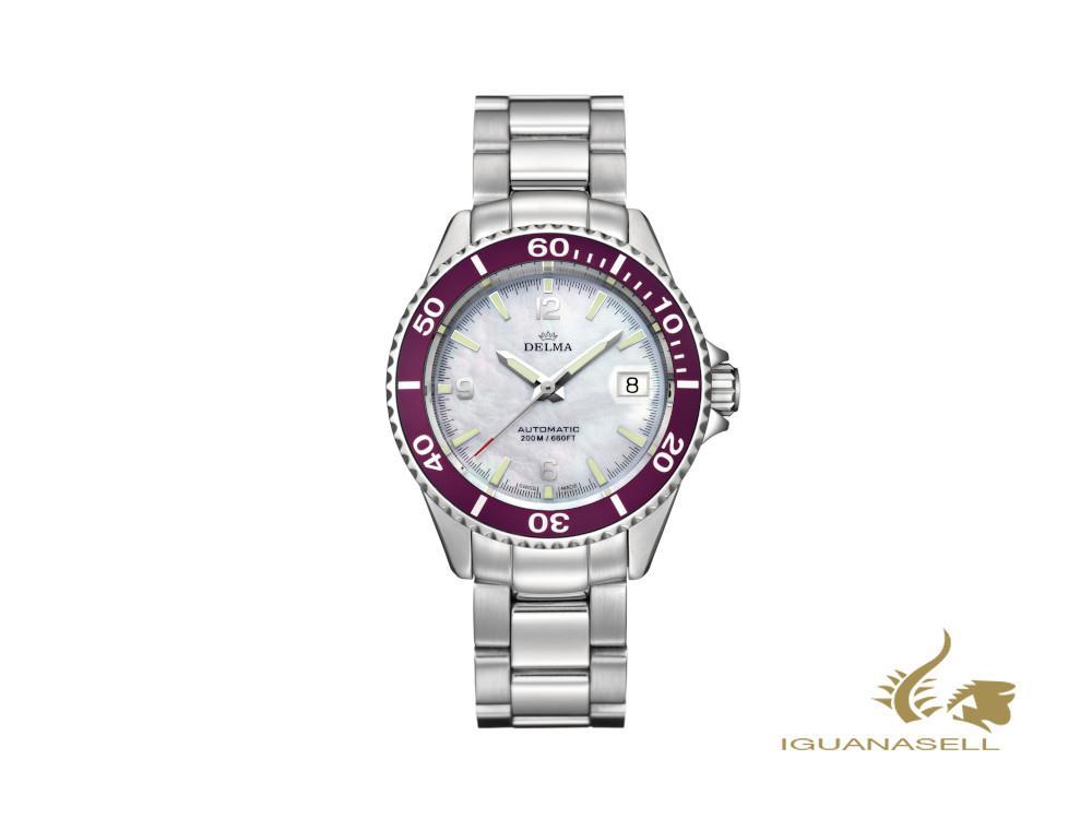 Delma Diver Ladies Santiago Automatic Watch, White, 37mm, 41702.545.1.516