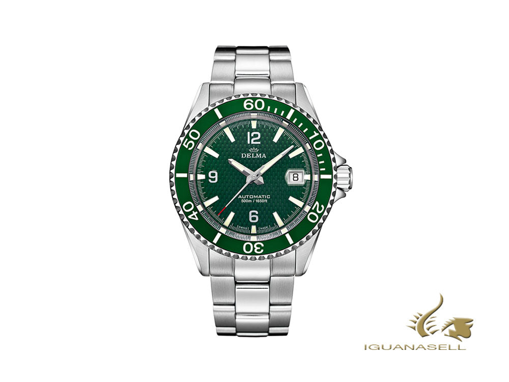 Montre automatique Delma Diver Santiago, verte, 43 mm, 41701.560.6.144