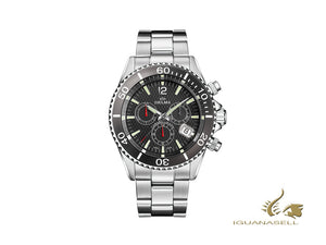 Montre chronographe à quartz Delma Diver Santiago, noire, 43 mm, D41701.564.6C034