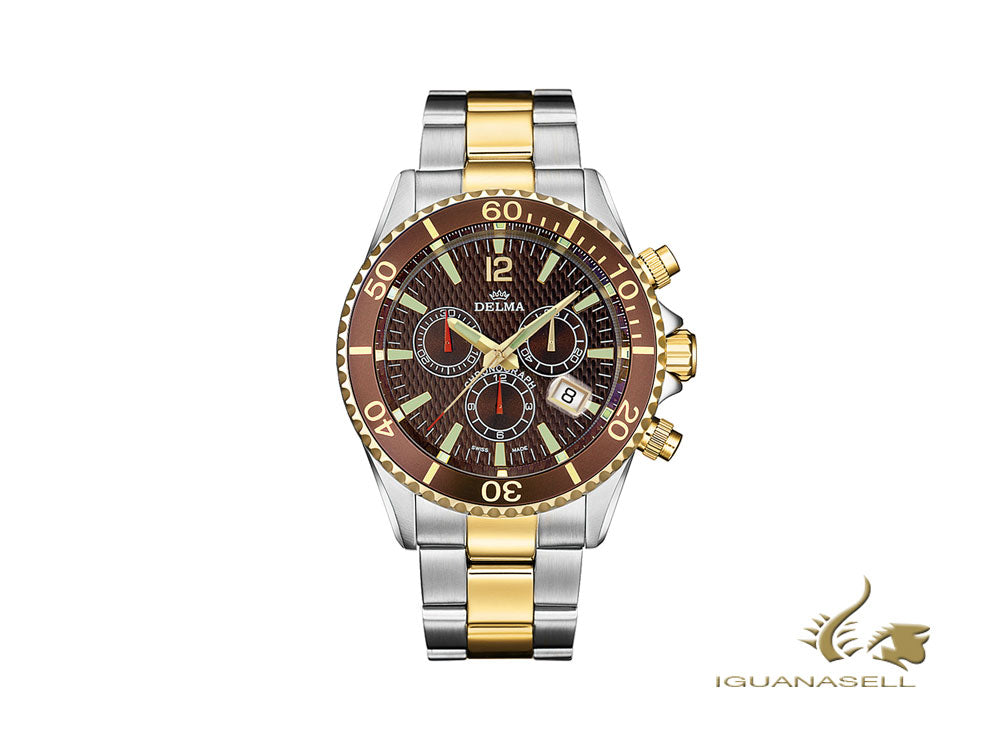 Delma Diver Santiago Chronograph Quartz Watch, Brown, 43 mm, 52701.564.6.104