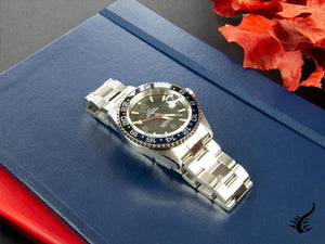 Montre à quartz Delma Diver Santiago GMT, noire, 43 mm, 20 atm, 41701.648.6.034