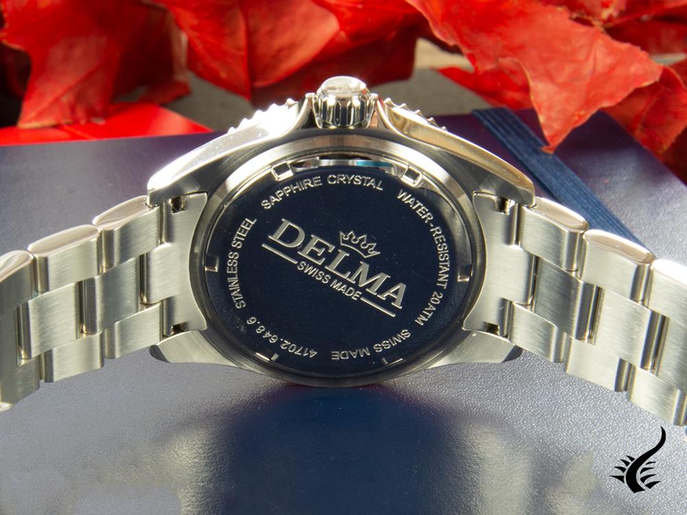 Delma Diver Santiago GMT Quartz Watch, Black, 43 mm, 20 atm, 41701.648.6.034