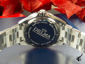 Montre à quartz Delma Diver Santiago GMT, noire, 43 mm, 20 atm, 41701.648.6.034