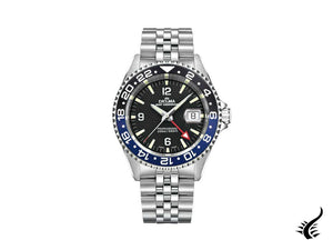 Montre à quartz Delma Diver Santiago GMT, noire, 43 mm, 20 atm, 41701.648.6.034