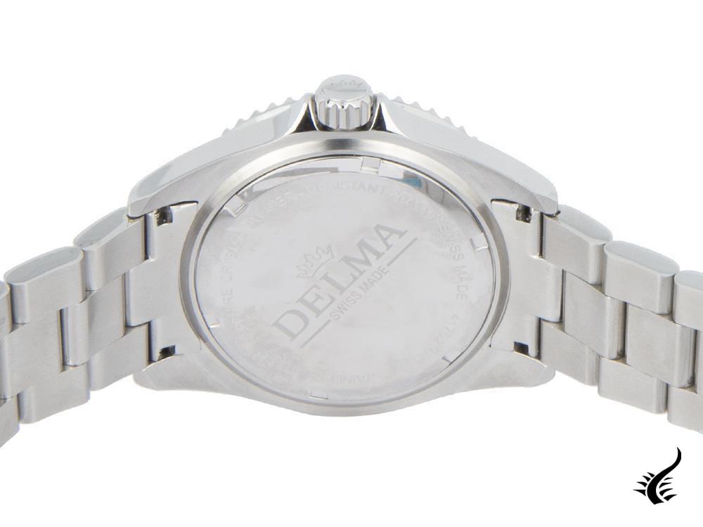 Montre à quartz Delma Diver Santiago GMT, noire, 43 mm, 20 atm, 41701.648.6P034