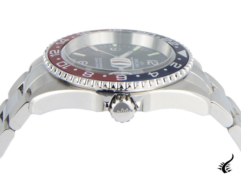 Montre à quartz Delma Diver Santiago GMT, noire, 43 mm, 20 atm, 41701.648.6P034