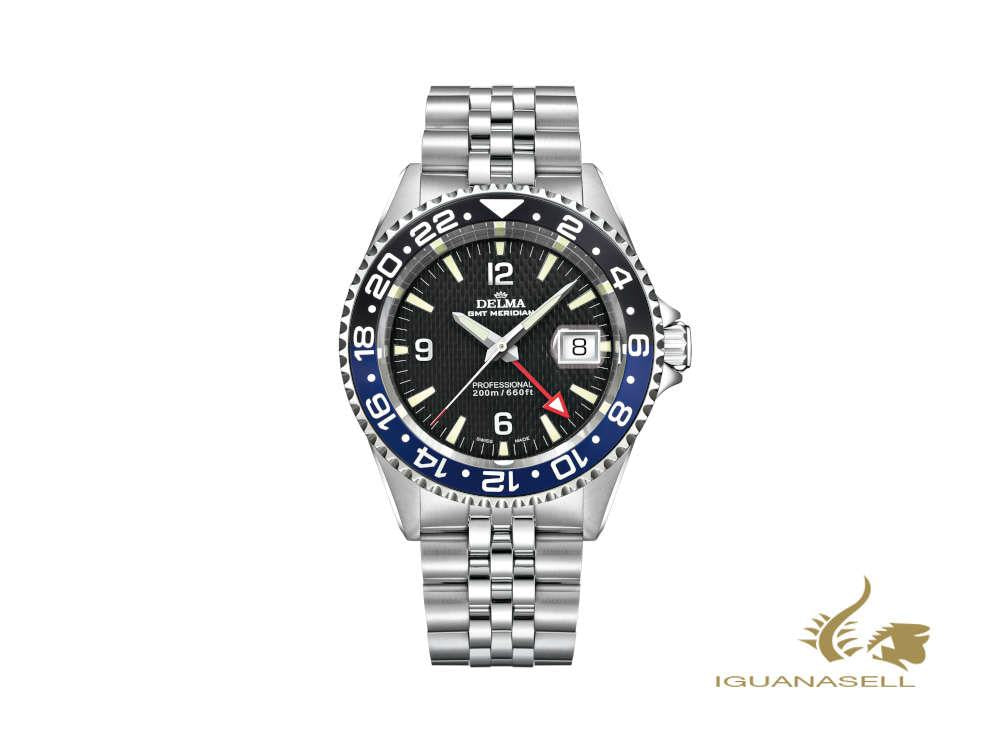 Montre à quartz Delma Diver Santiago GMT, bleu, 43 mm, 20 atm, 41701.648.6.044