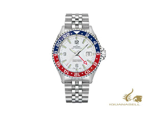 Montre à quartz Delma Diver Santiago GMT, blanche, 43 mm, 20 atm, 41701.648.6P014