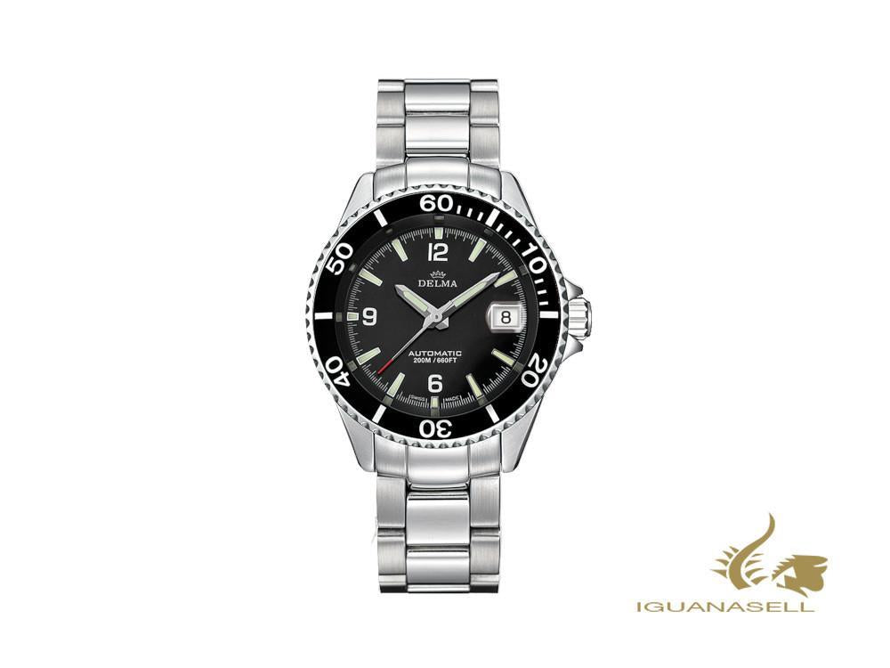 Montre automatique pour femme Delma Diver Santiago, noire, 37 mm, 41702.545.1.534