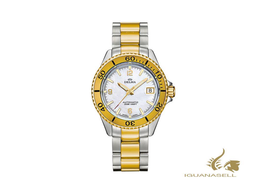 Montre automatique pour femme Delma Diver Santiago, blanche, 37 mm, 52702.545.1.519