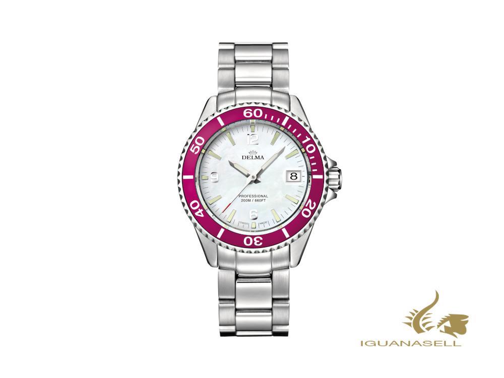 Montre à quartz pour femme Delma Diver Santiago, blanche, 37 mm, 41702.547.1.517