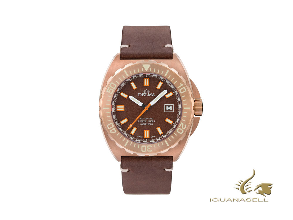 Montre automatique Delma Diver Shell Star Bronze, édition limitée, 31601.670.6.101