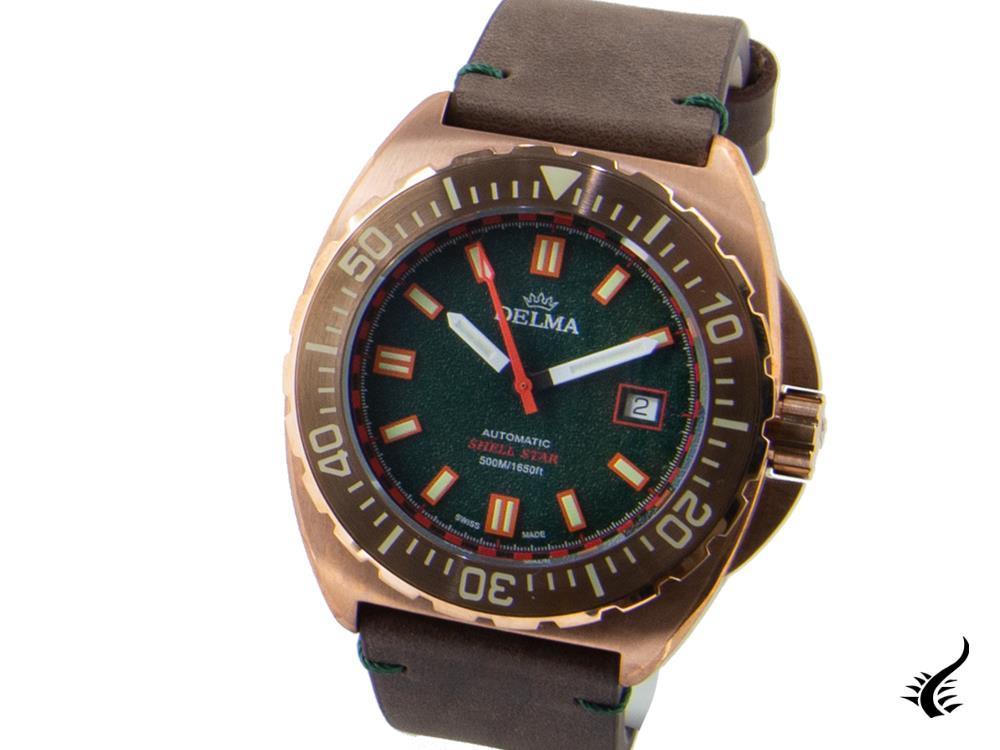 Montre automatique Delma Diver Shell Star Bronze, édition limitée, 31601.670.6.141