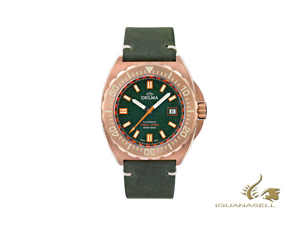 Montre automatique Delma Diver Shell Star Bronze, édition limitée, 31601.670.6.148