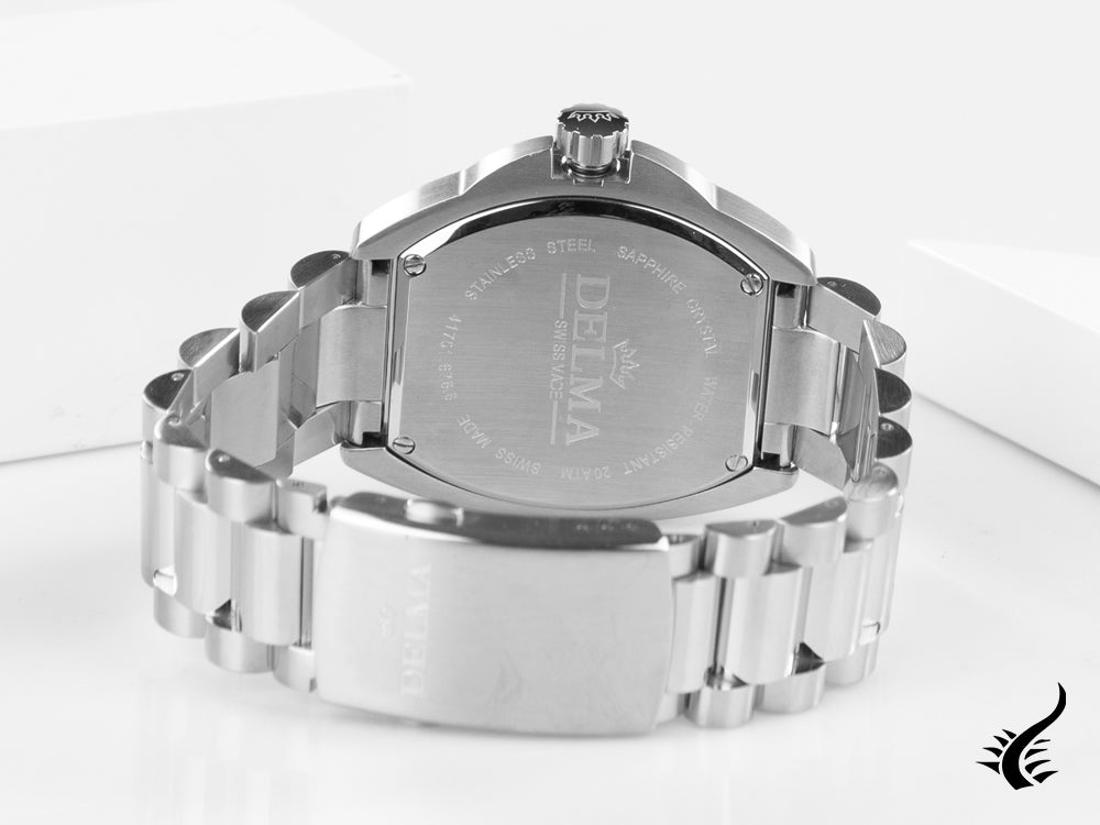 Montre à quartz Delma Diver Shell Star, noire, 44 mm, 20 atm, 41701.676.6.031