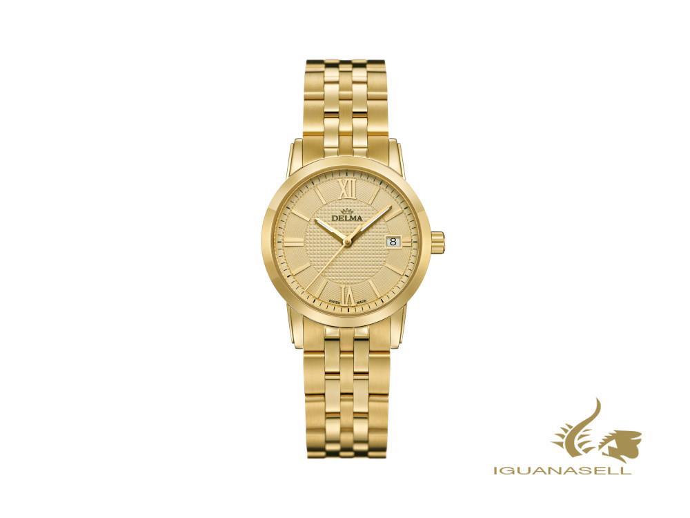 Delma Dress Cordoba Ladies Quartz Watch, golden, 28mm, 5 atm, 42702.527.1.021