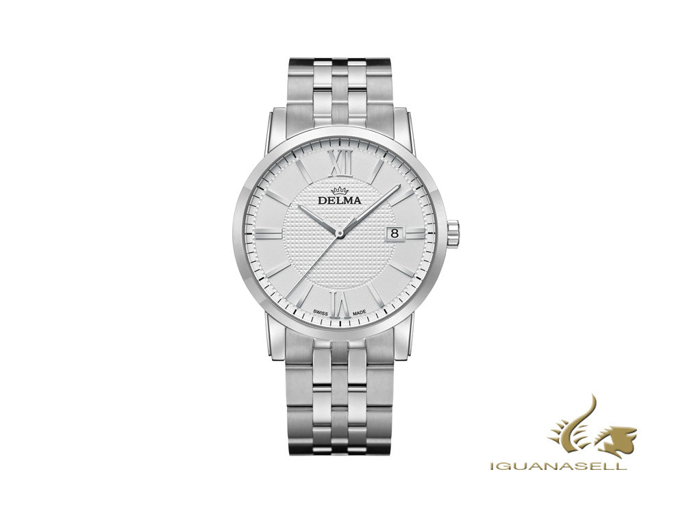 Delma Dress Cordoba Quartz Watch, White, 40 mm, 41702.528.6.011