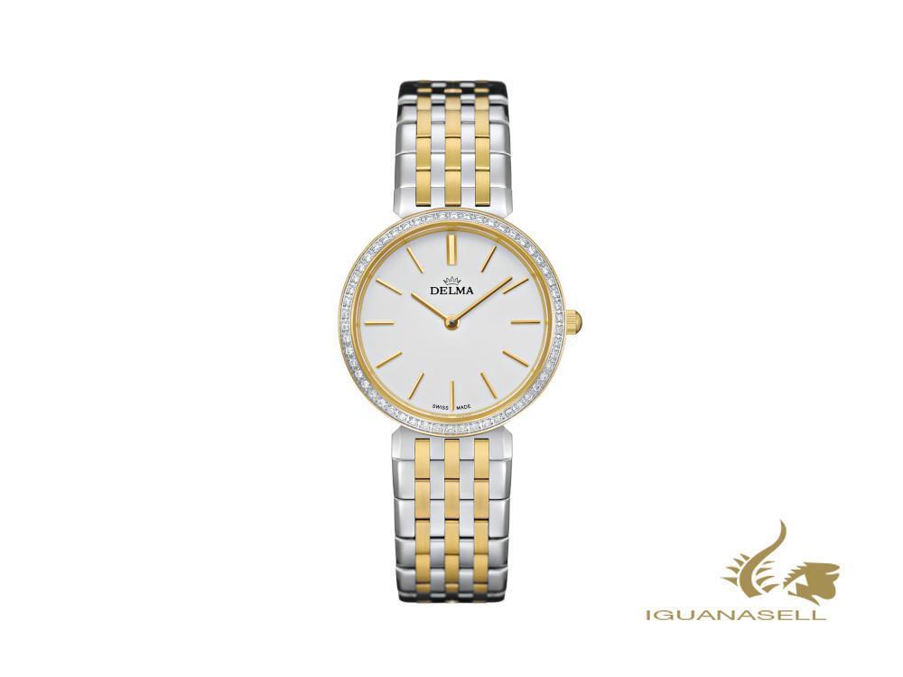 Montre à quartz pour femme Delma Dress Lido, blanche, 27,5 mm, 5 atm, 52711.595.1.011