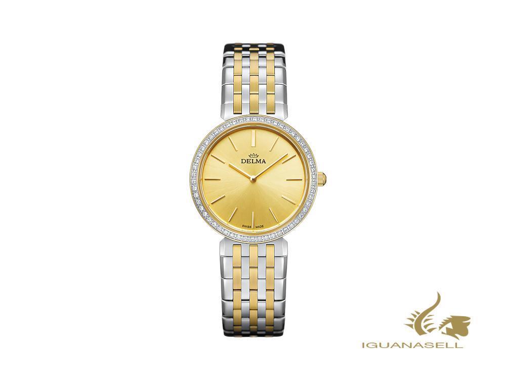 Delma Dress Lido Ladies Quartz Watch, golden, 27,5mm, 5 atm , 52711.595.1.021