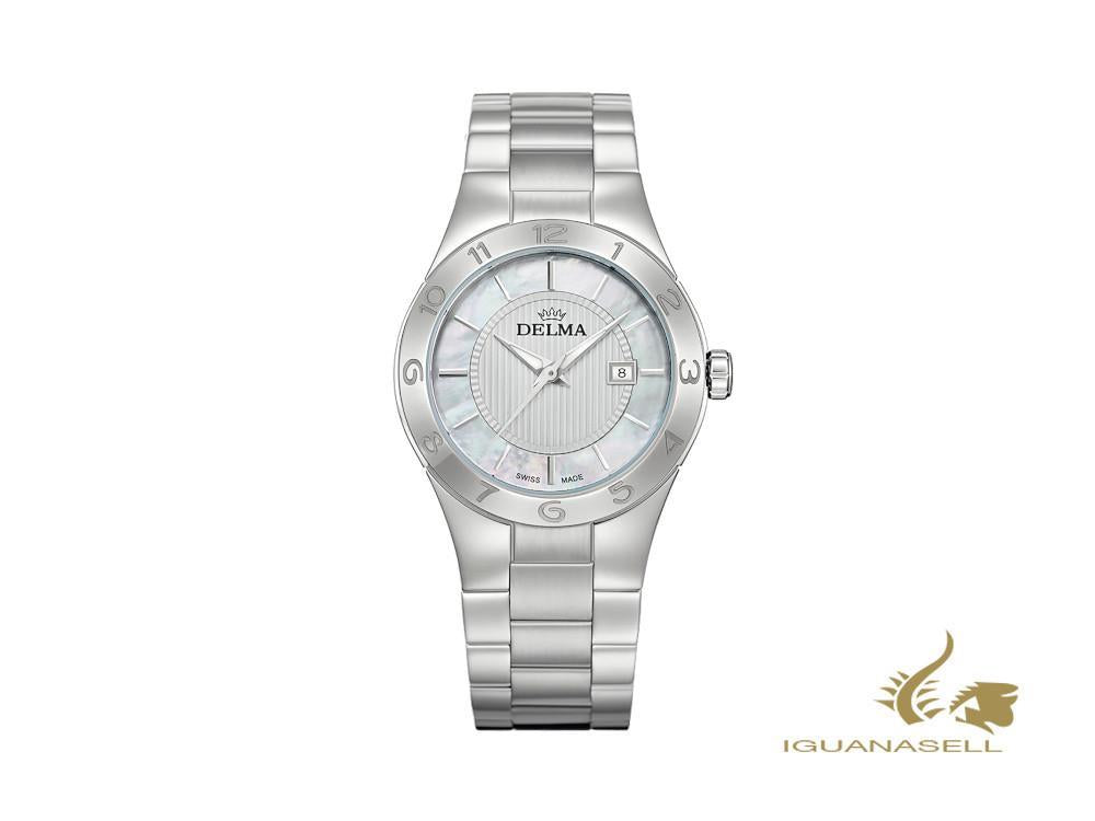 Montre à quartz pour femme Delma Dress Rialto, blanche, 34 mm, 5 atm, 41701.577.1.511