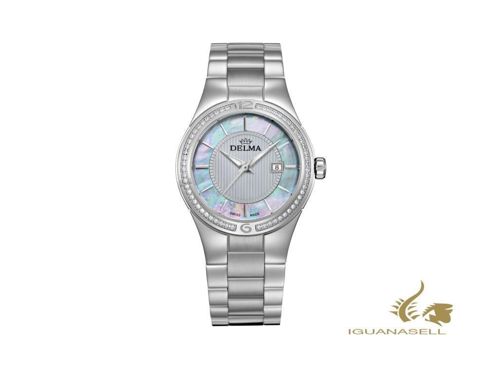 Montre à quartz pour femme Delma Dress Rialto, blanche, 34 mm, 5 atm, 41711.577.1.511