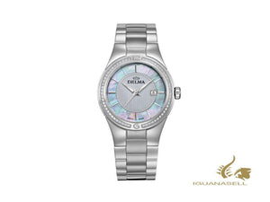 Montre à quartz pour femme Delma Dress Rialto, blanche, 34 mm, 5 atm, 41711.577.1.511