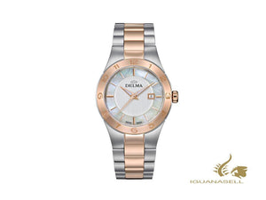 Montre à quartz pour femme Delma Dress Rialto, blanche, 34 mm, 5 atm, 53701.577.1.511