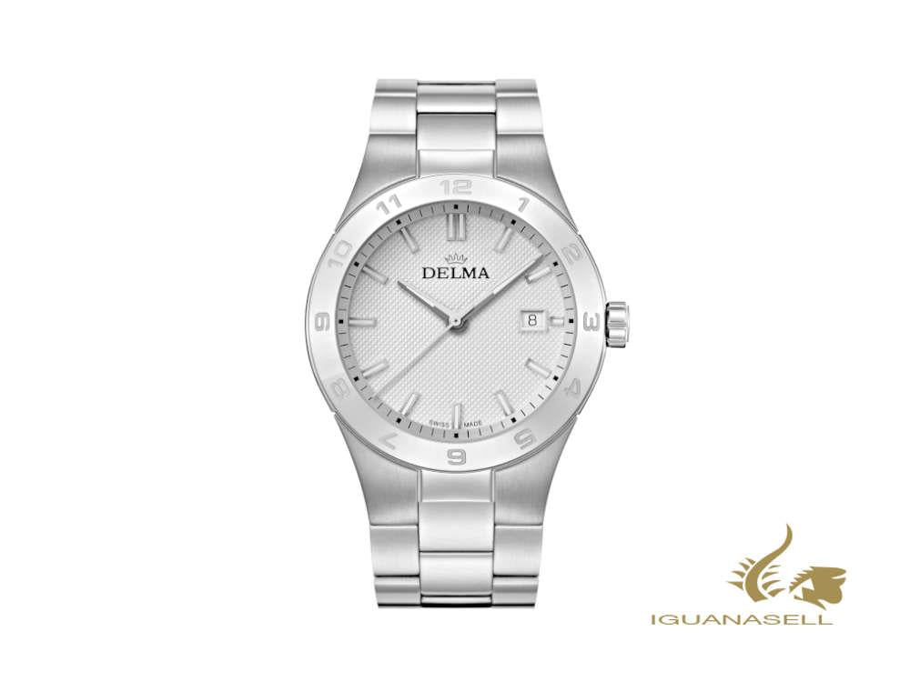 Montre à quartz Delma Dress Rialto, blanche, 42 mm, 41701.608.6.018