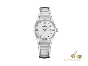 Montre à quartz pour femme Delma Dress Tarragona, blanche, 28 mm, 10 atm, 41701.601.1.016