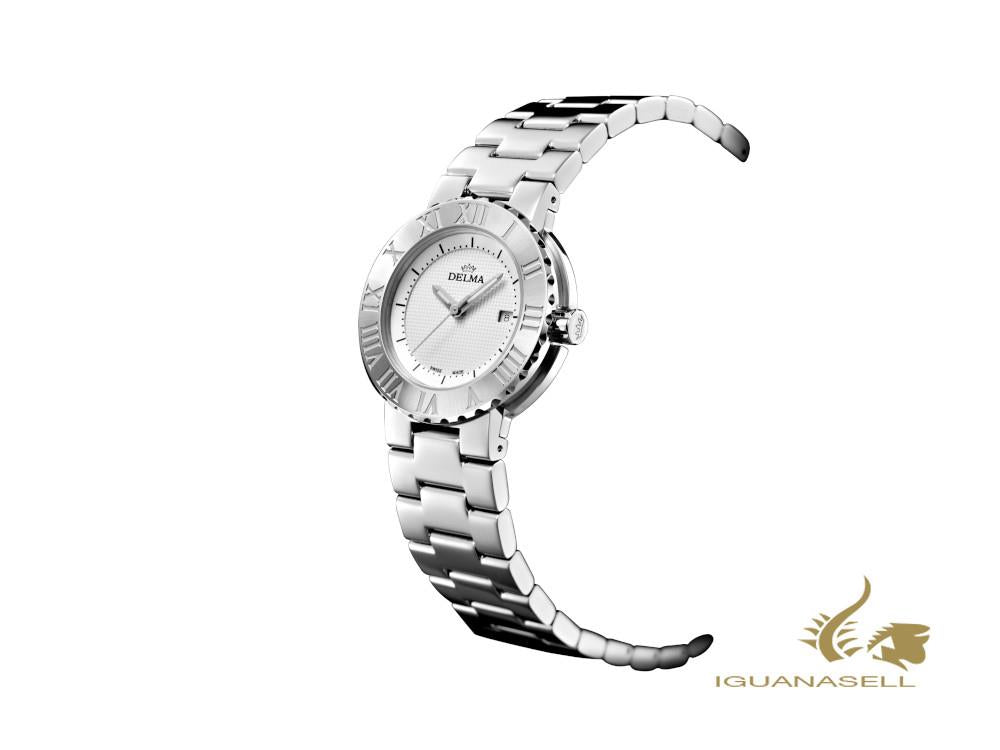 Montre à quartz pour femme Delma Elegance Elba, argent, 32 mm, 41701.605.1.061