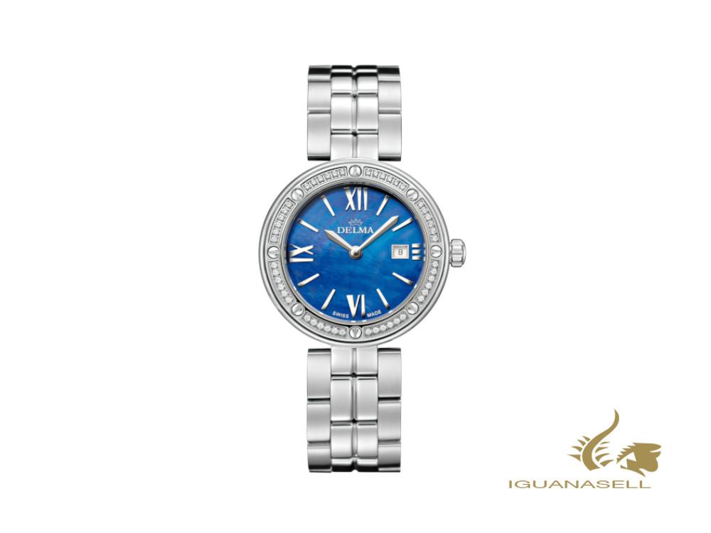 Montre à quartz pour femme Delma Elegance Grenade, bleu, 32 mm, 41711.611.1.546