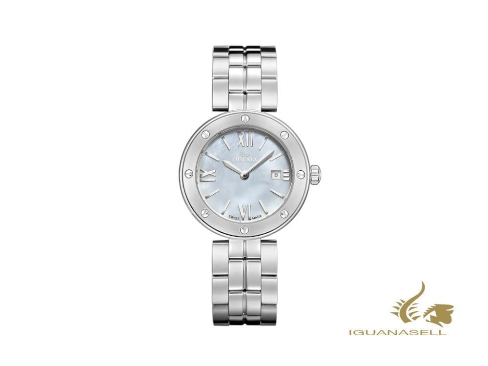 Montre à quartz pour femme Delma Elegance Grenade, blanche, 32 mm, 41701.611.1.516