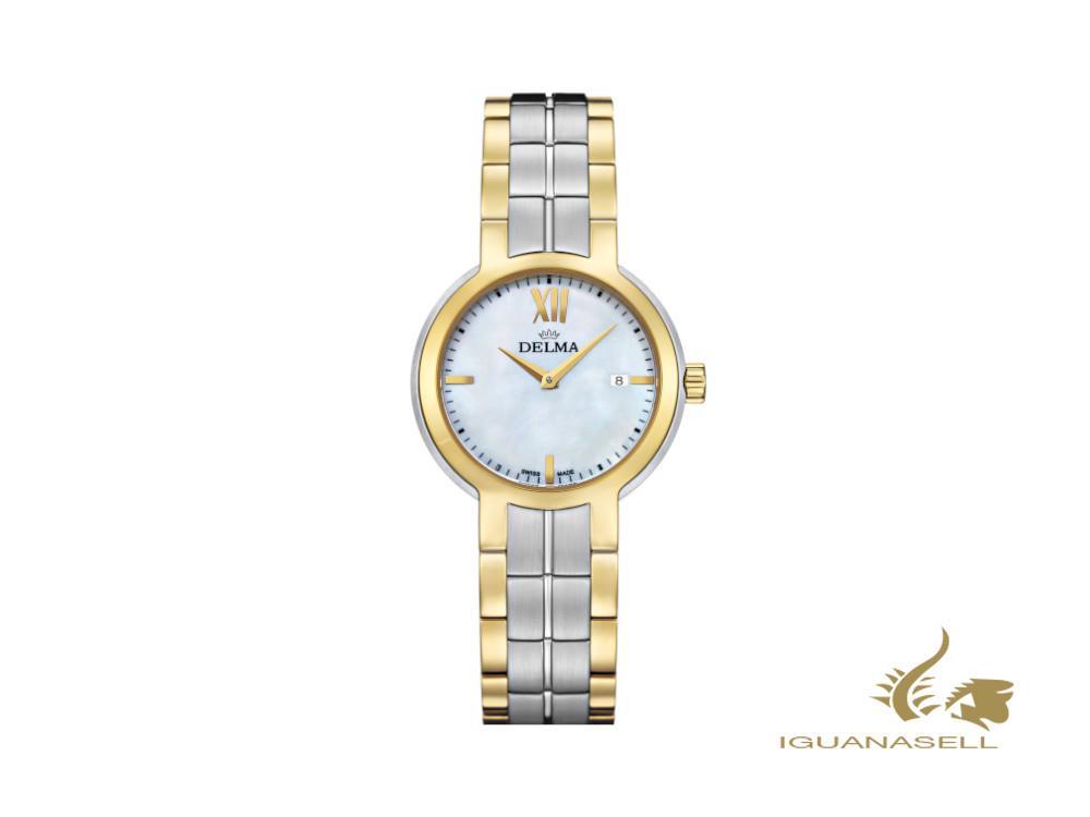 Montre à quartz pour femme Delma Elegance Marbella, blanche, 30 mm, 52701.603.1.516