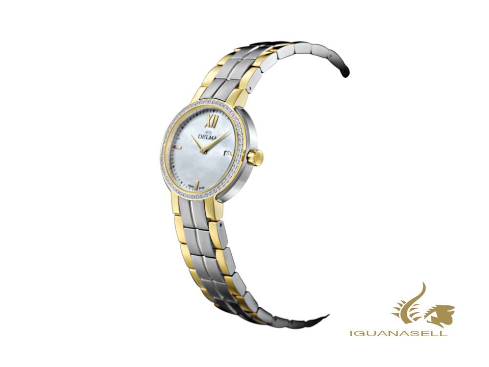 Montre à quartz pour femme Delma Elegance Marbella, blanche, 30 mm, 52711.603.1.516