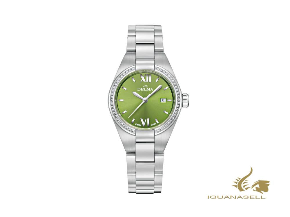 Montre à quartz pour femme Delma Elegance Rimini, verte, 31 mm, 41711.625.1.146